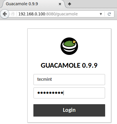 Guacamole Login Interface